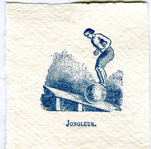 Mini Letterpress Cards from Le Vocabulaire Illustré Note Card Papillon Press Juggler - blue 