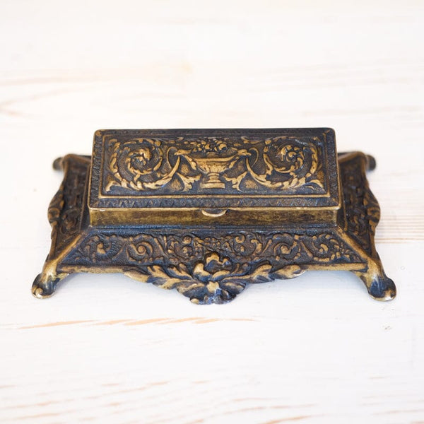 Antique Stamp Box - Ornate Brass Stamp Box Papillon Press 