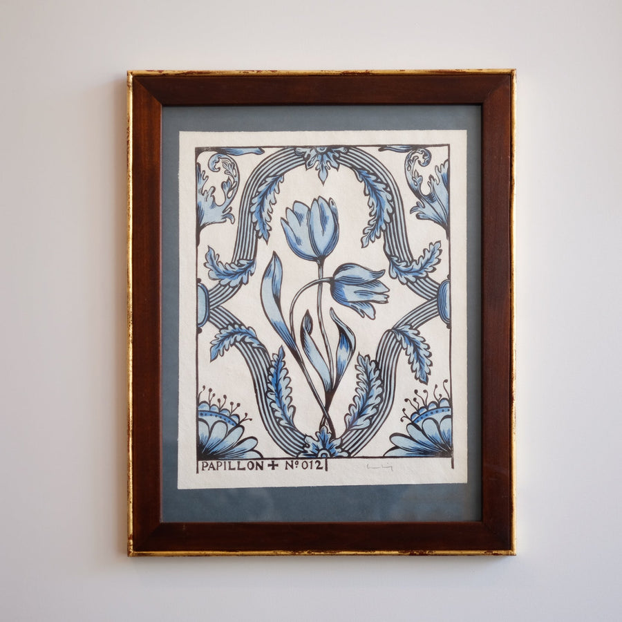 Tulip Hand-Painted Print - Blue Art Print Papillon Press 