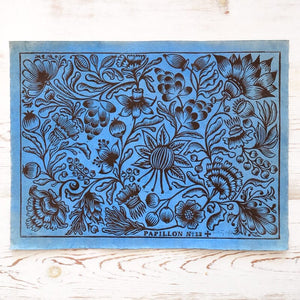 German Blooms Block Print - Black Art Print Papillon Press Black & Blue 
