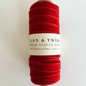 Flax & Twine 3/8" Velvet Ribbon - 10 Yards Flax & Twine Holly 