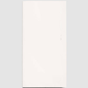 A minimalist off-white planner or journal with a glossy cover, shown vertically against a solid light gray background.