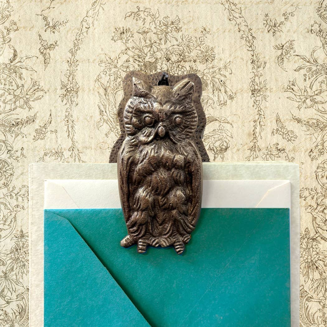 4" Solid Antiqued Brass Owl Hanging Paper Holder Clip Clip Madison Bay Co. 