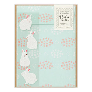 Letter Set with Stickers Writing Stationery Midori Rabbit 