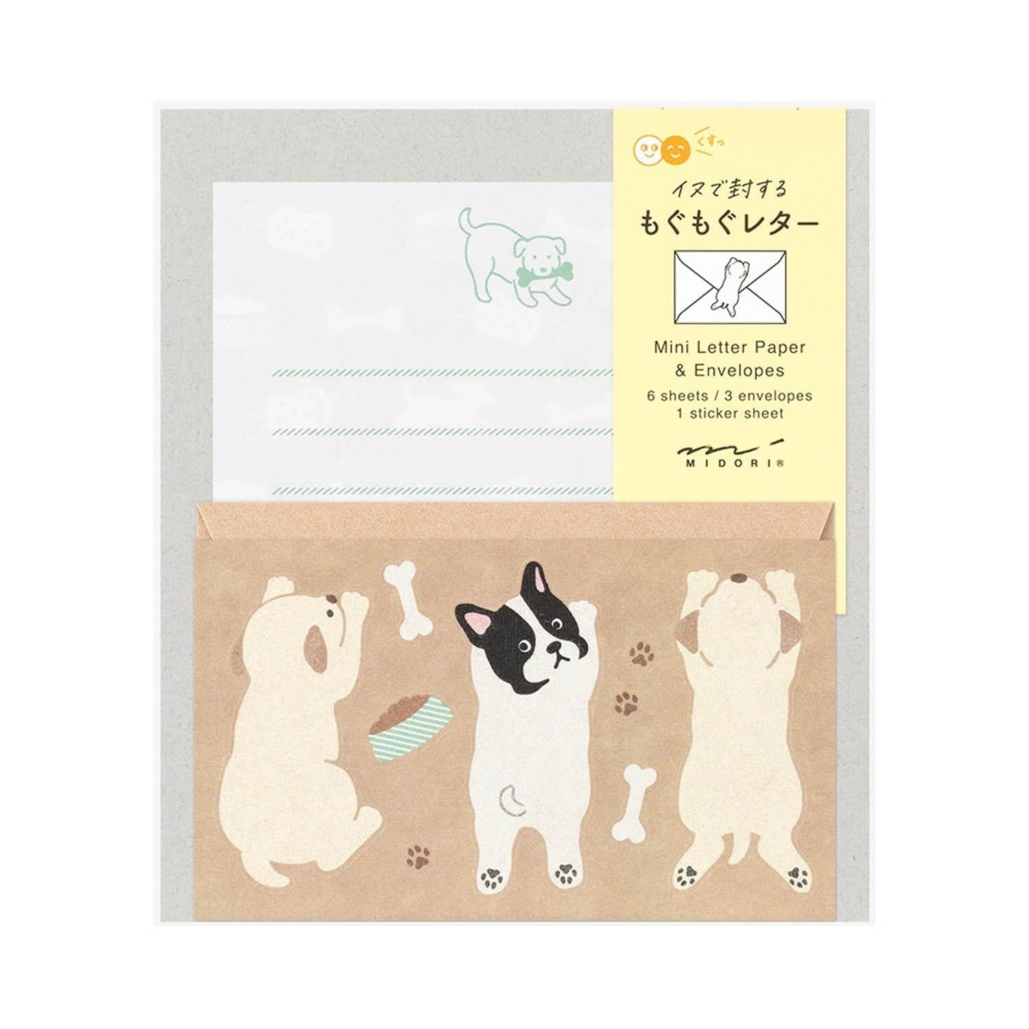 Mini Letter Set with Stickers Writing Stationery Midori Hungry Cat 