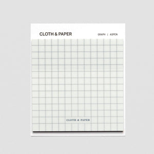 Graph paper with grid lines on a white background, branded 'Cloth & Paper'.