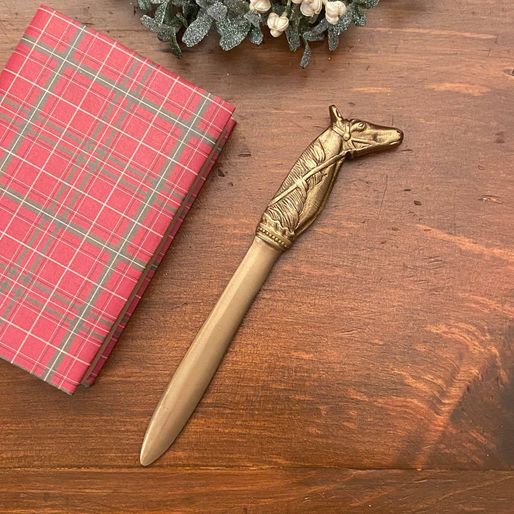 9" Solid Brass Antiqued Horsehead Letter Opener Letter Opener Madison Bay Co. 