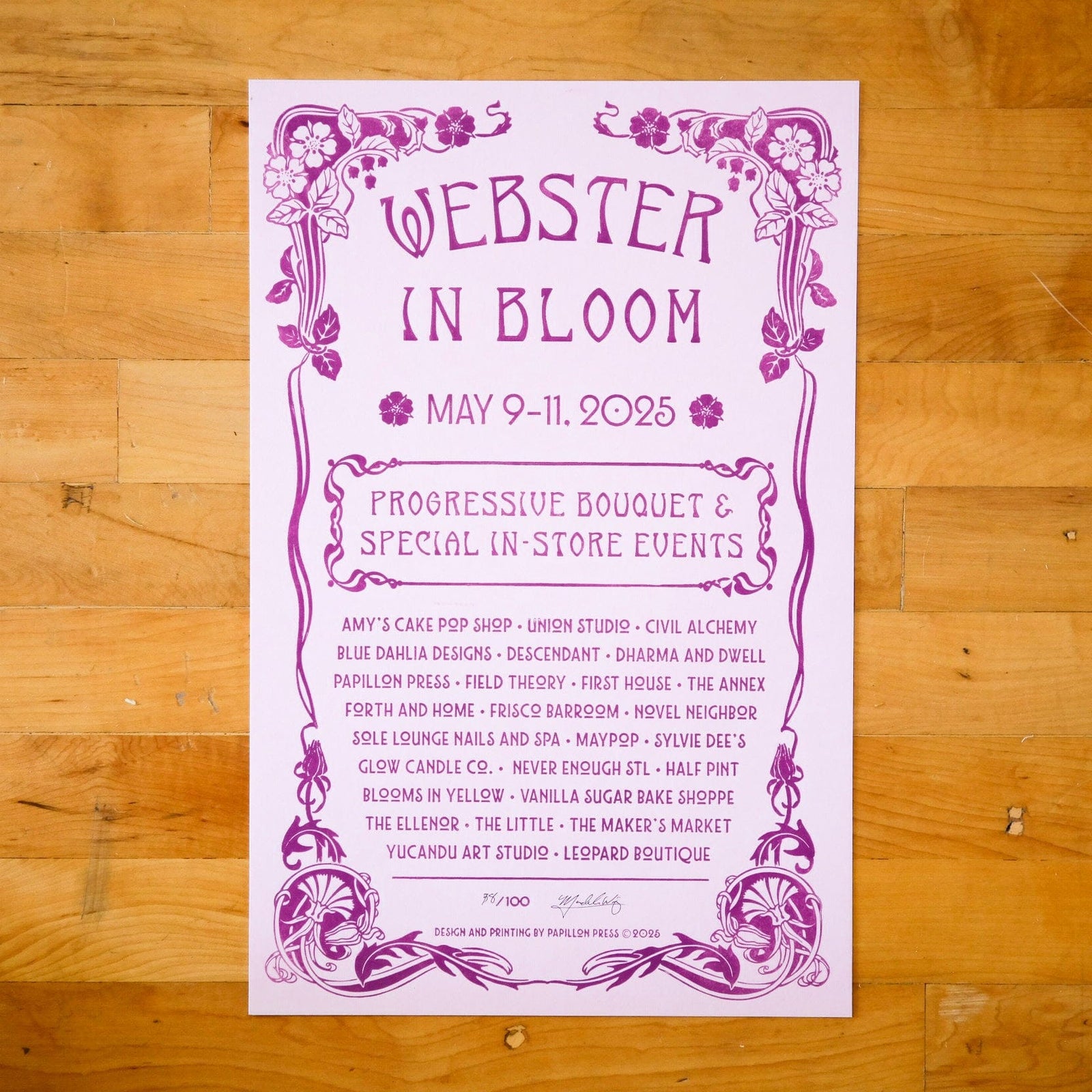 Webster in Bloom Poster 2025 Art Print Papillon Press 