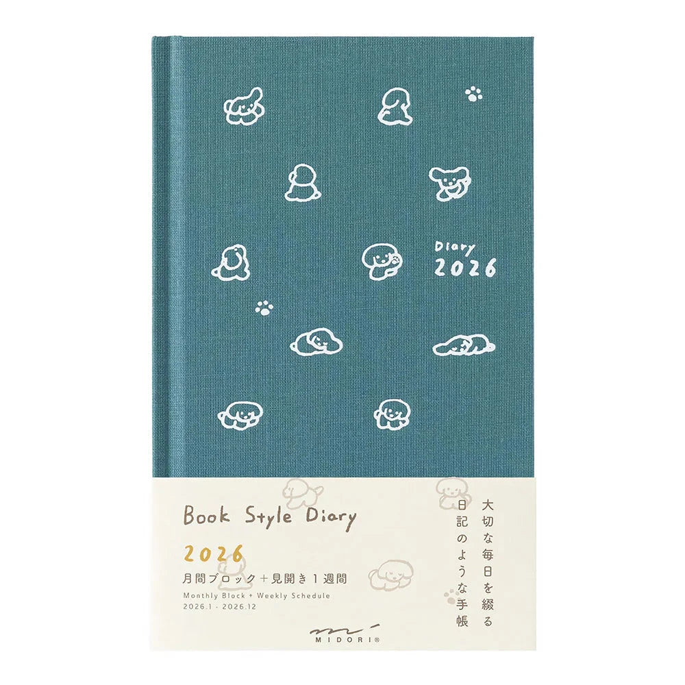 Midori 2026 B6 Planner: Blue Green Dog Planner Midori 