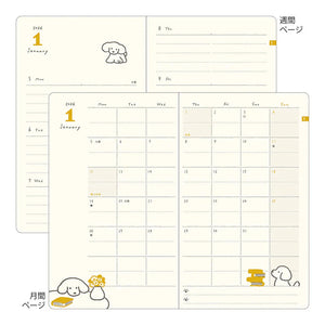 Midori 2026 B6 Planner: Blue Green Dog Planner Midori 