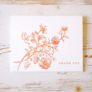 Thank You Letterpress Card Greeting Card Papillon Press Single card - orange 