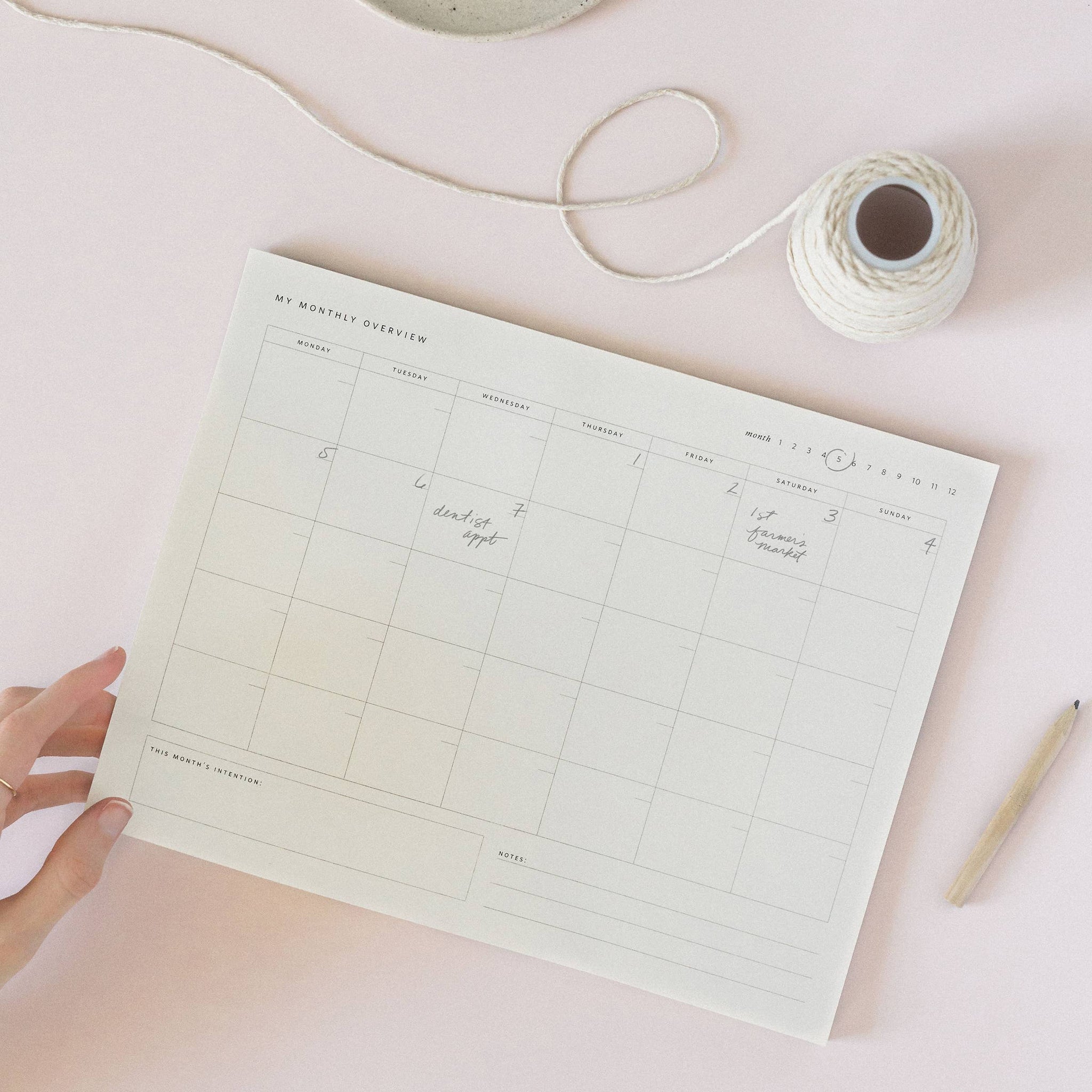 Monthly Overview Notepad - Papillon Press