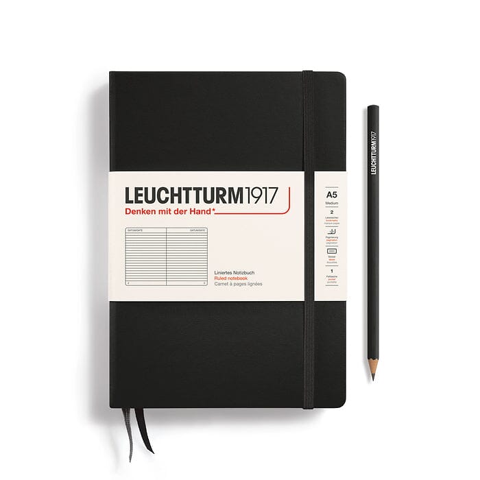 A5 Medium Notebook - Hardcover Notebook Leuchtturm1917 Black Dotted 