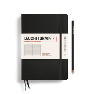 A5 Medium Notebook - Hardcover Notebook Leuchtturm1917 Black Lined 