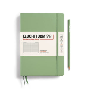 A5 Medium Notebook - Hardcover Notebook Leuchtturm1917 Sage Lined 