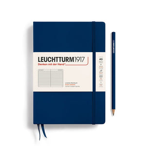 A5 Medium Notebook - Hardcover Notebook Leuchtturm1917 Navy Lined 