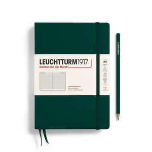 A5 Medium Notebook - Hardcover Notebook Leuchtturm1917 Forest Green Lined 