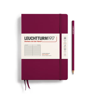 A5 Medium Notebook - Hardcover Notebook Leuchtturm1917 Port Red Lined 