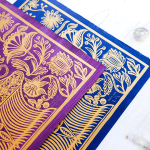 Abundance - Indigo and Gold Art Print Papillon Press 