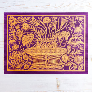 Abundance - Indigo and Gold Art Print Papillon Press Purple 