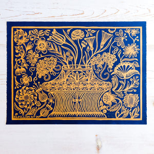 Abundance - Indigo and Gold Art Print Papillon Press Indigo 