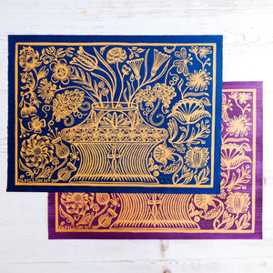 Abundance - Indigo and Gold Art Print Papillon Press 