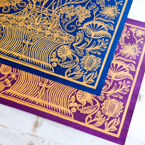 Abundance - Indigo and Gold Art Print Papillon Press 