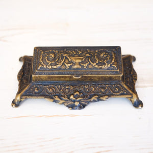 Antique Stamp Box - Ornate Brass Stamp Box Papillon Press 
