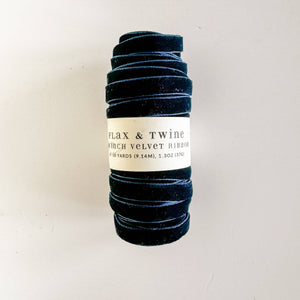 Flax & Twine 3/8" Velvet Ribbon - 10 Yards Flax & Twine Sapphire 
