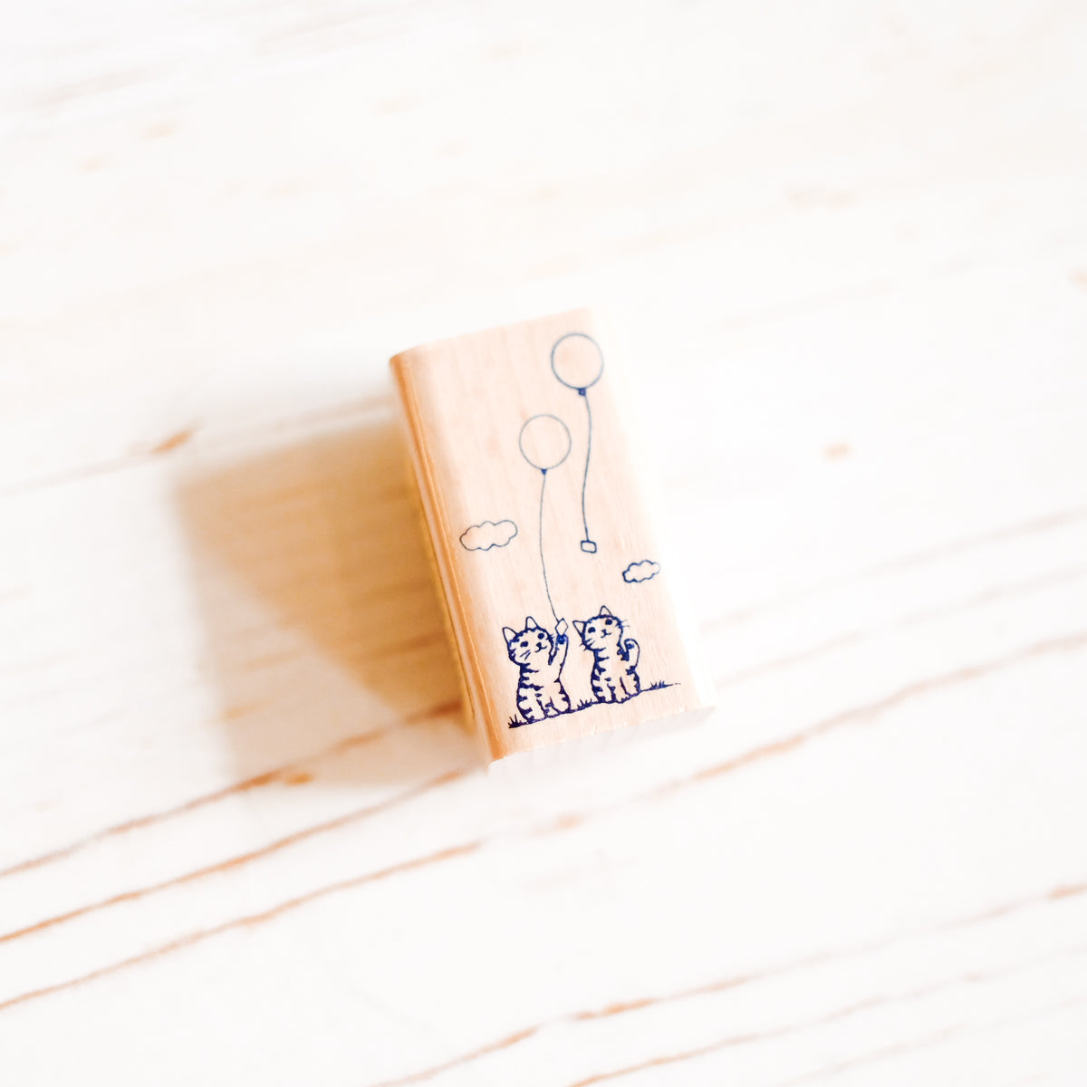 Pottering Cat Rubber Stamp - Balloon