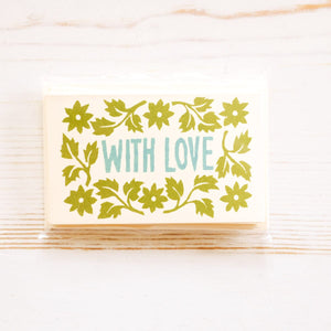 Pack of "With Love" Gift Cards Gift Card Cambridge Imprint Green and Blue 