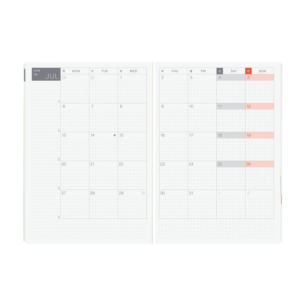 Hobonichi Techo 2026 HON A5: Paper Series: Black Gingham Planner Hobonichi 