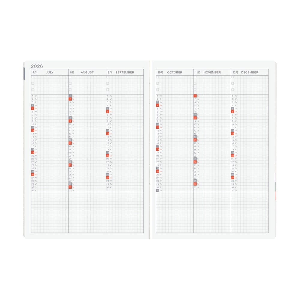 Hobonichi Techo 2026 HON A5: Paper Series: Black Gingham Planner Hobonichi 