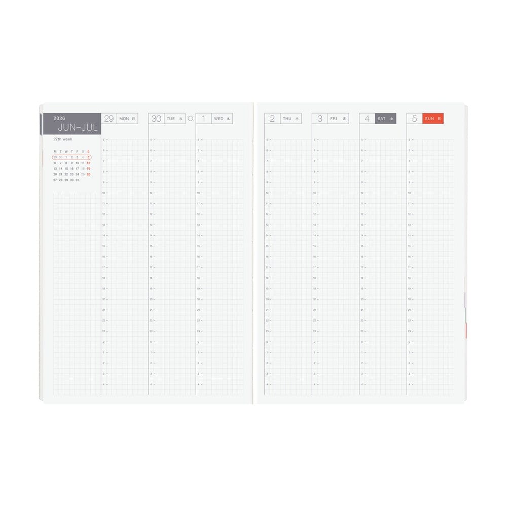 Hobonichi Techo 2026 HON A5: Paper Series: Black Gingham Planner Hobonichi 