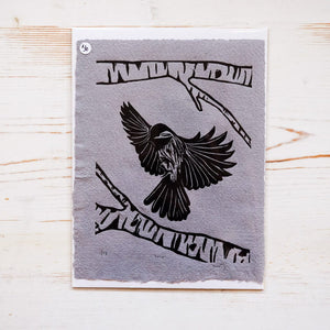 Chickadee Print Art Print Papillon Press Purple Gray 