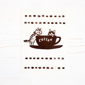 Pottering Cat Coffee Postcard