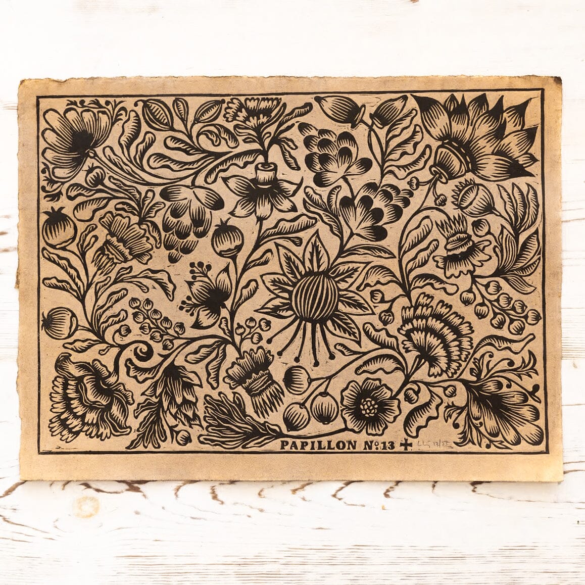 German Blooms Block Print Art Print Papillon Press 
