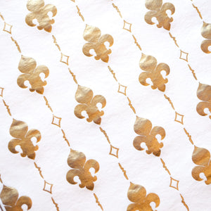 Fleur de Lis Block Print Art Print Papillon Press Gold and White 