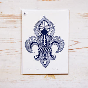Fleur de Lis Print - Small Art Print Papillon Press Blue 
