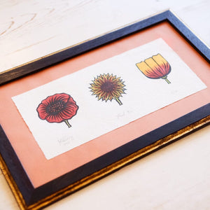 #012 - Framed Flower Trio Print Framed Print Papillon Press 