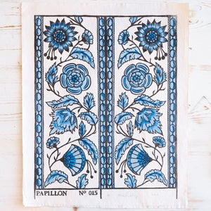 French Ribbons Hand-Painted Print - Blue Art Print Papillon Press 