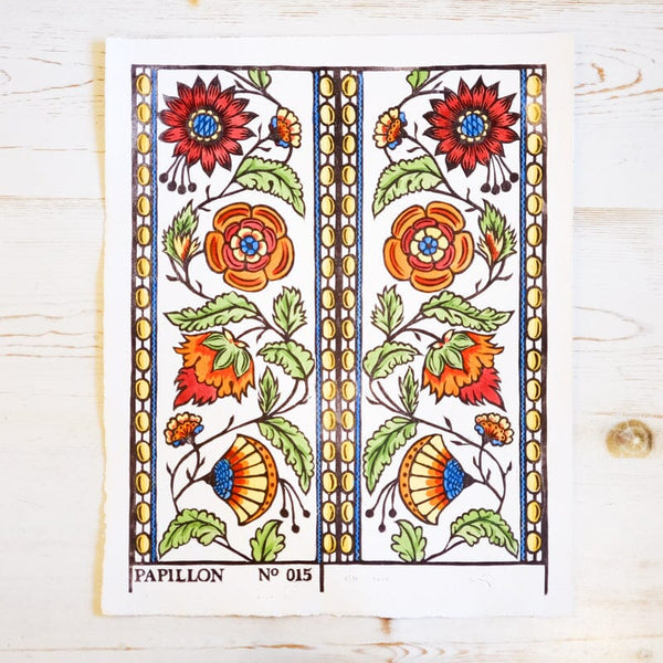 French Ribbons Hand-Painted Print - Fiesta - Papillon Press