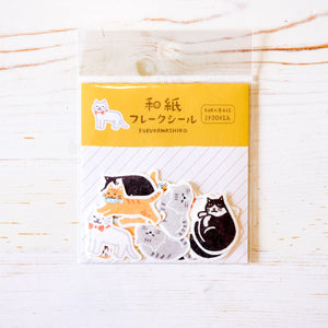Washi Flake Stickers Sticker Furukawa Shiko Cat 