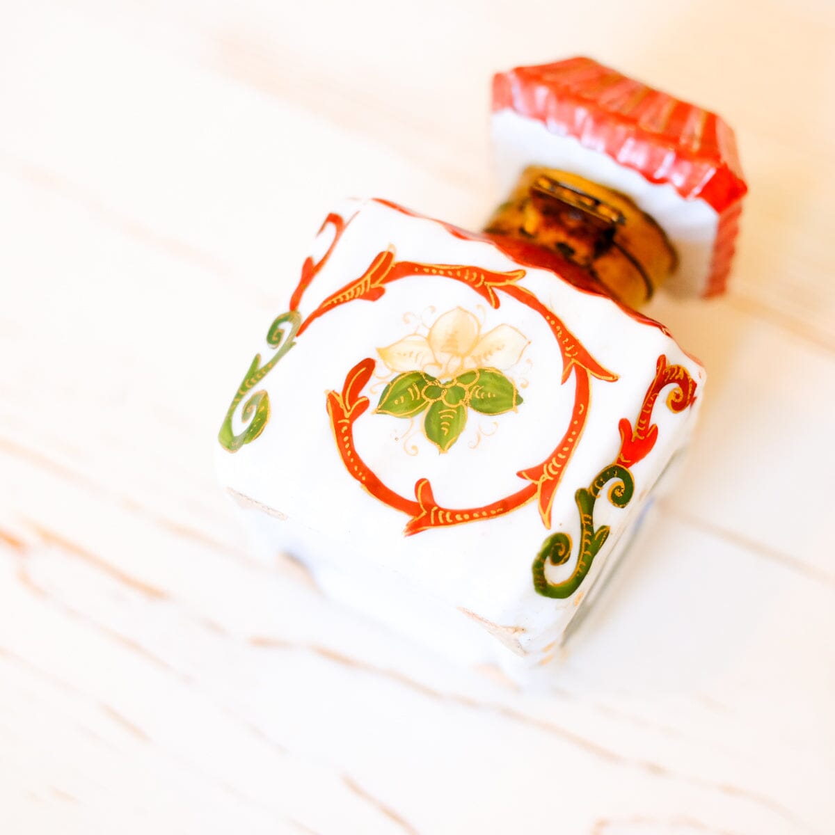 Hand-Painted Ceramic Inkwell Inkwell Antique Item 