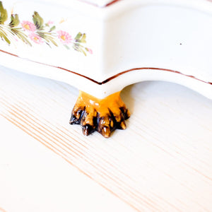 Hand-Painted Ceramic Double Inkwell Inkwell Antique Item 