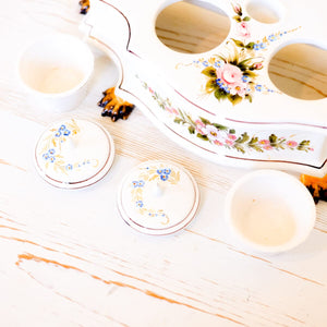 Hand-Painted Ceramic Double Inkwell Inkwell Antique Item 