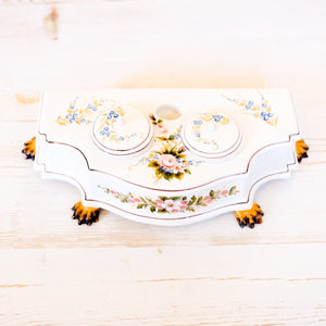 Hand-Painted Ceramic Double Inkwell Inkwell Antique Item 