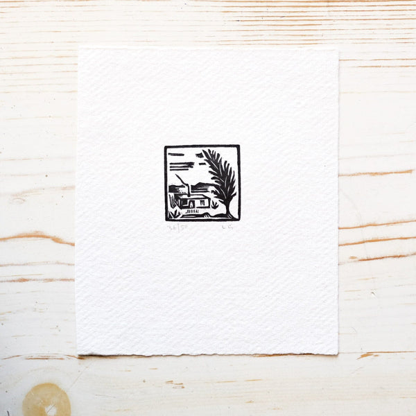 Mini Woodblock Print - Adobe Art Print Papillon Press 