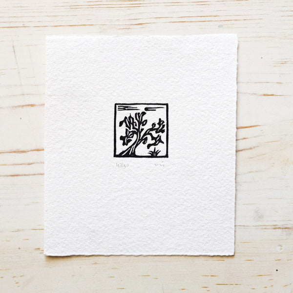 Mini Woodblock Print - Snag Art Print Papillon Press 