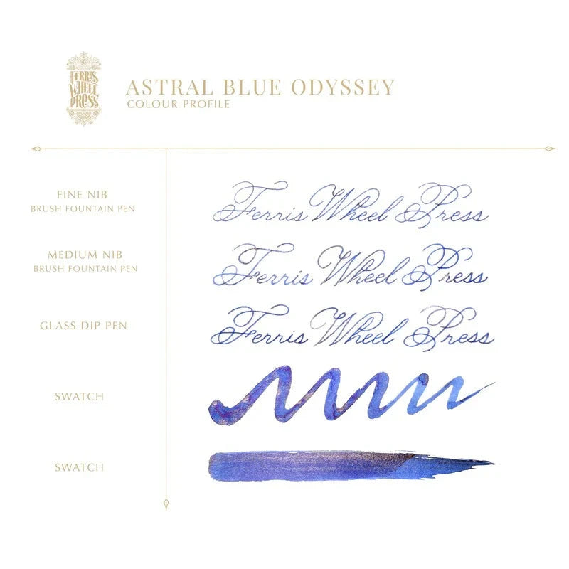 38 ml - Astral Blue Odyessy Bottled Ink Ferris Wheel Press 